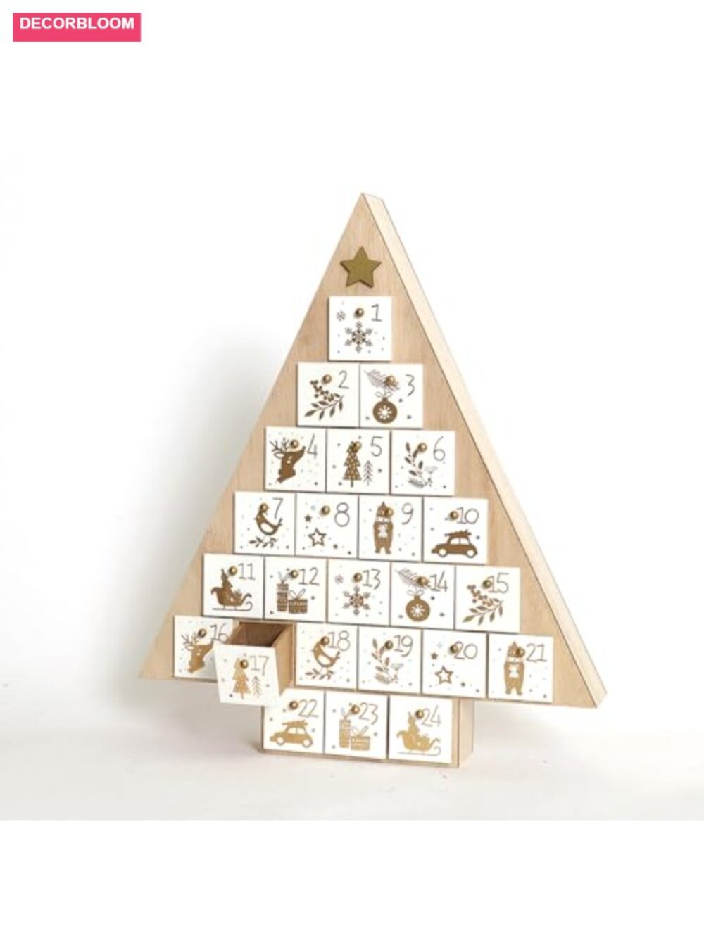 Wooden 24-Drawer Christmas Advent Calendar Countdown Home Decor